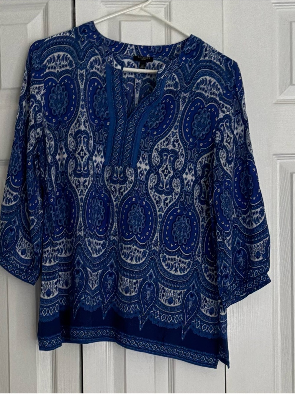 Blue Paisley Print Women’s Blouse